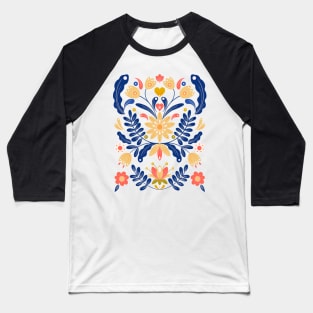 Blue and yellow rustic flowers Baseball T-Shirt